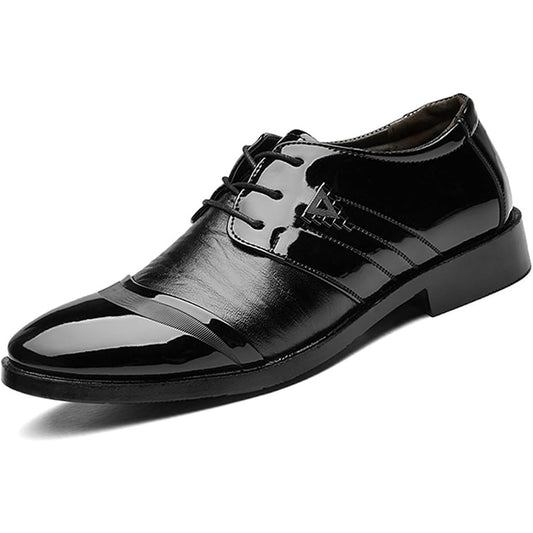 Mens Lace Up Dress Shoes Modern Formal Business Casual Office Suit Tuxedo Patent Leather Oxford Shoes
