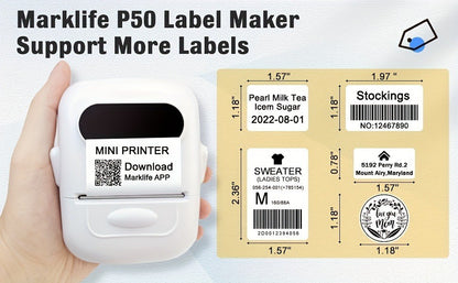 Makrlife P50 Thermal Label Printer Business Label Maker Custom Sticker Printing Machine For Home Use, DIY Stickers, Commercial