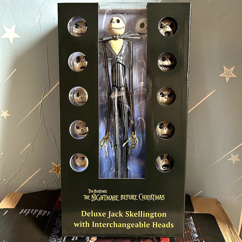 O Pesadelo Antes do Natal Boneco de Ação Deluxe Jack Skellington 12 Rostos Jack Jack Cadeira Versão Modelo Brinquedo Presente Decoração