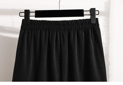 Autumn Winter Mid-Length A-Line Skirt 2025 Plus Size Elegant Asymmetrical Slit Skirts Women's High Waist Oversized Suit Skirts