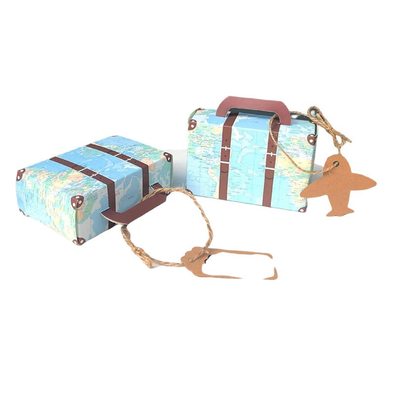 10/20/50pcs Mini Travel Suitcase Candy Box Kraft Paper Chocolate Favor Gift Box Packaging Bag Wedding Birthday Party Decoration