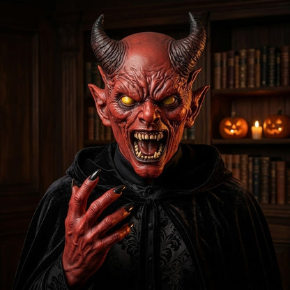 Scary Horned Demon Mask Full Head Latex Devil Mask Horror Halloween Cosplay Masks Costume Party Carnival Haunted House Prop