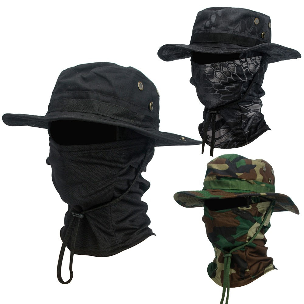 2Pcs/Set Wide-brimmed Hat Balaclava Mixed Set Men Sunscreen Boonie Cap Outdoors Hiking Camping Fishing Hat Sun Hat Fisherman Hat