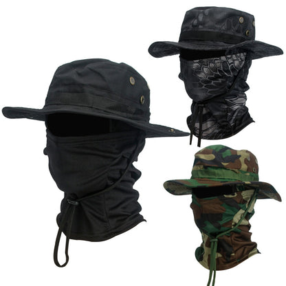 2Pcs/Set Wide-brimmed Hat Balaclava Mixed Set Men Sunscreen Boonie Cap Outdoors Hiking Camping Fishing Hat Sun Hat Fisherman Hat