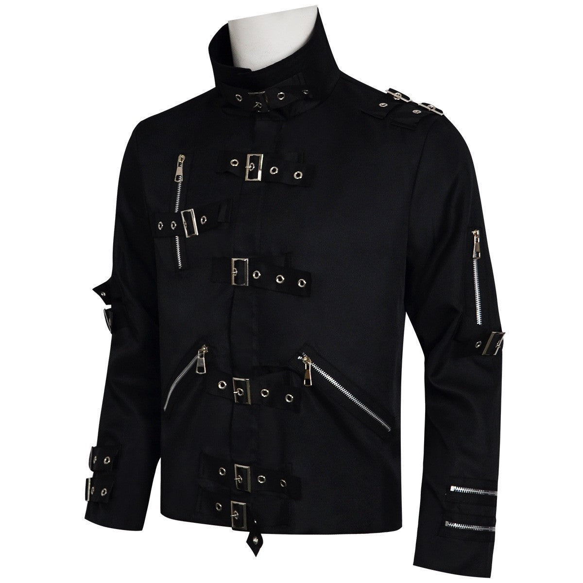 Michael Jackson cosplay Costume BAD MJ Punk Jacket Black Slim BAD Jacket Costume Clothing for Man Adore Stars Impersonator