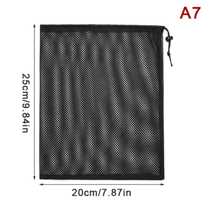 Black White Durable Mesh Drawstring Bag Storage Pouch Multi Purpose Home Travel Outdoor Activity Laundry Bag Stuff Sack