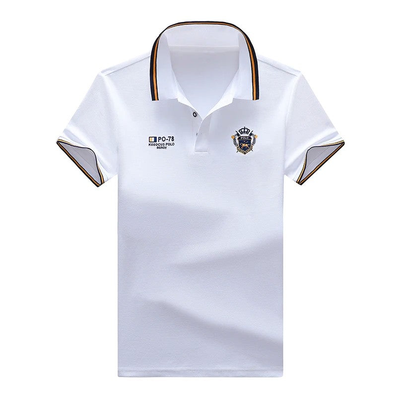 summer Men's Casual Embroidery Short Sleeve Polo Shirt New Fashion Solid Color Top