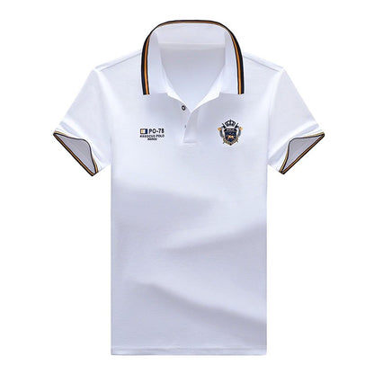 summer Men's Casual Embroidery Short Sleeve Polo Shirt New Fashion Solid Color Top