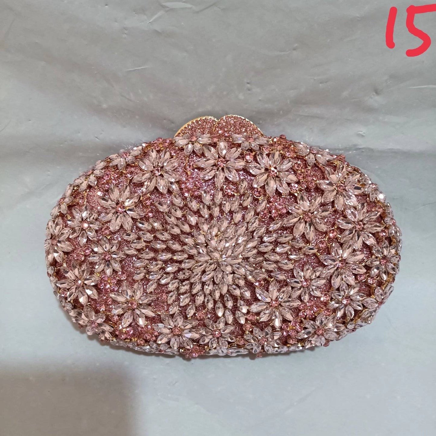 Luxury Women Pink Flower Clutch Bags Stone Evening Bags Bridal Rhinestone Handbags Wedding Clutches Bags Dinner Minaudiere Purse