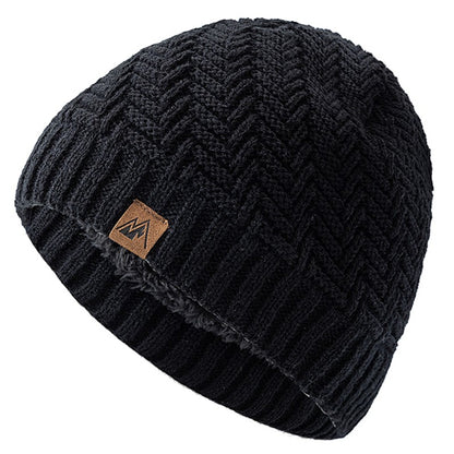 Unisex Peak Labal Winter Hats Fashion Outdoor Knitted Hats For Men And Women Beanie Cap Plush Fur Lined Warm Sports Hats