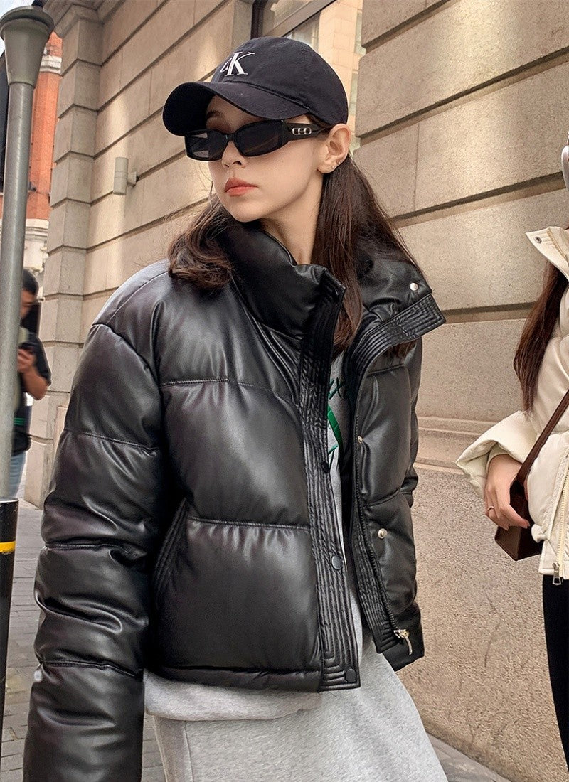 2025 New Autumn Winter Jackets Fashion Women Solid Long Sleeve Thick Pu Zipper Lapel Coats Casual Office Lady Korean Outerwear