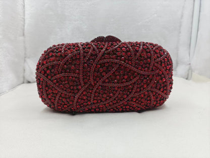 XIYUAN Women Burgundy Stones Evening Bags Crystal Clutch Wedding Party Rhinestone Handbags Bridal Floral Minaudiere Purses Green
