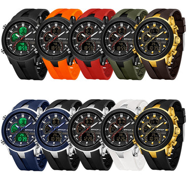 SANDA Mens Watches Countdown Waterproof Alarm Clock Wristwatch Multifunctional Luminous Men Quartz Digital Watch Alarm Clock