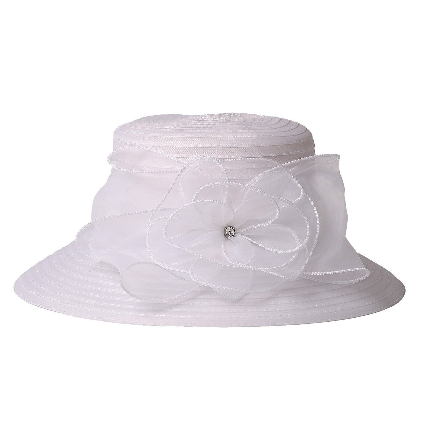 FS Chapéus Brancos de Igreja para Mulheres Elegantes com Aba Larga Fascinators de Casamento Boné com Flor Chapéu de Balde Guarda-sol de Praia de Inverno Sombrero