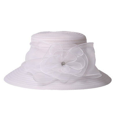 FS Chapéus Brancos de Igreja para Mulheres Elegantes com Aba Larga Fascinators de Casamento Boné com Flor Chapéu de Balde Guarda-sol de Praia de Inverno Sombrero