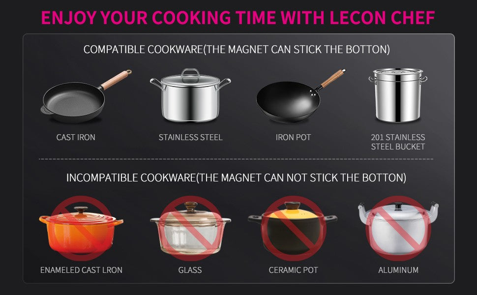 Leconchef Induction Cooktop Commercial Countertop Induction Cooker Electric Burner 10 Power&Temperature, Timer&Preset