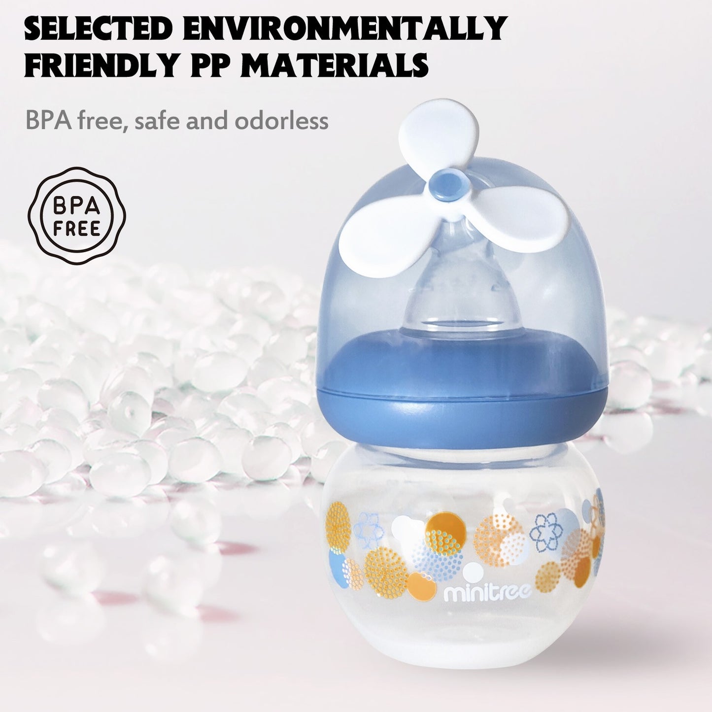 60ML mini baby bottle with windmill design, made of PP material