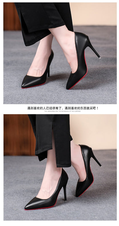 Sexy Fashion Red Sole Women's Pumps Matte Leather Stiletto Heels Shoes Classic Black Career Work Dress Shoes Ladies High Heels ?