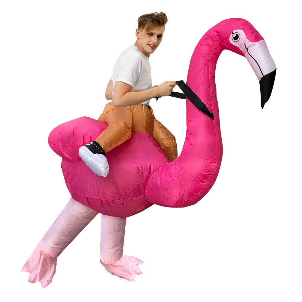 Flamingo Adult Inflatable Suit, Funny Party Costume, Halloween/Christmas/Themed Cosplay, Suitable for Heights of 150-190cm
