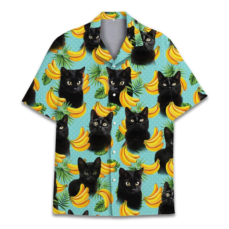 Funny Raccoon 3D Print Shirts For Men Hawaiian Casual Short Sleeve Lapel Blouse