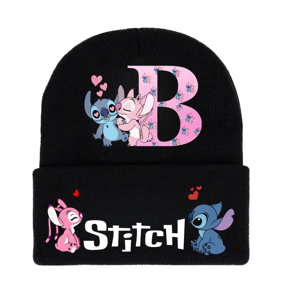 Disney Anime Stitch Chapéu Infantil de Malha com Estampa de Anime para Meninas Touca Gorro Gorro Quente de Malha para Ruas e Áreas Externas Kawaii Presente para Festa de Jogo