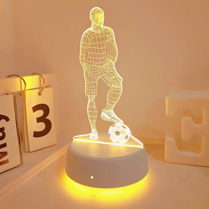 USB football player 3D night light, monochrome LED light, bedroom atmosphere and home decoration, football fans, holiday gifts