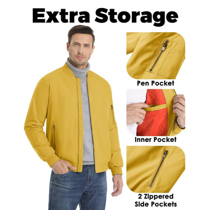 MAGCOMSEN Men's Aviator Jackets Thick Warm Orange Lining Bomber Jackets Fall Winter Casual Windproof Coats