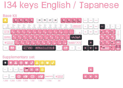 Keycaps Personalizadas Tema Eva Animação Japonesa Perfil XDA PBT Sublimação para Teclado Mecânico com Switch MX GMK