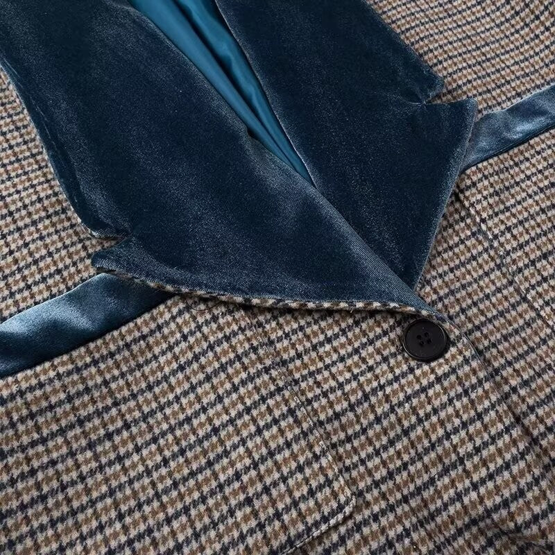 Autumn new women's clothing fashionable temperament versatile casual long plaid woolen coat