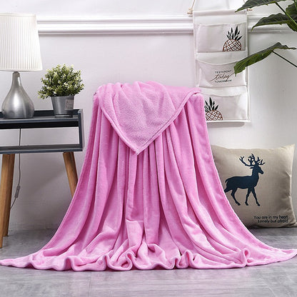 Cobertores de Coral Fleece e Flanela para Camas Azul Sólido Rosa Macio Quente Fino Colcha Capa de Sofá Manta de Pele Sintética