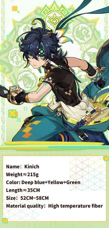 Peruca de cosplay de Kinichi de Genshin Impact para Halloween e Comic Con