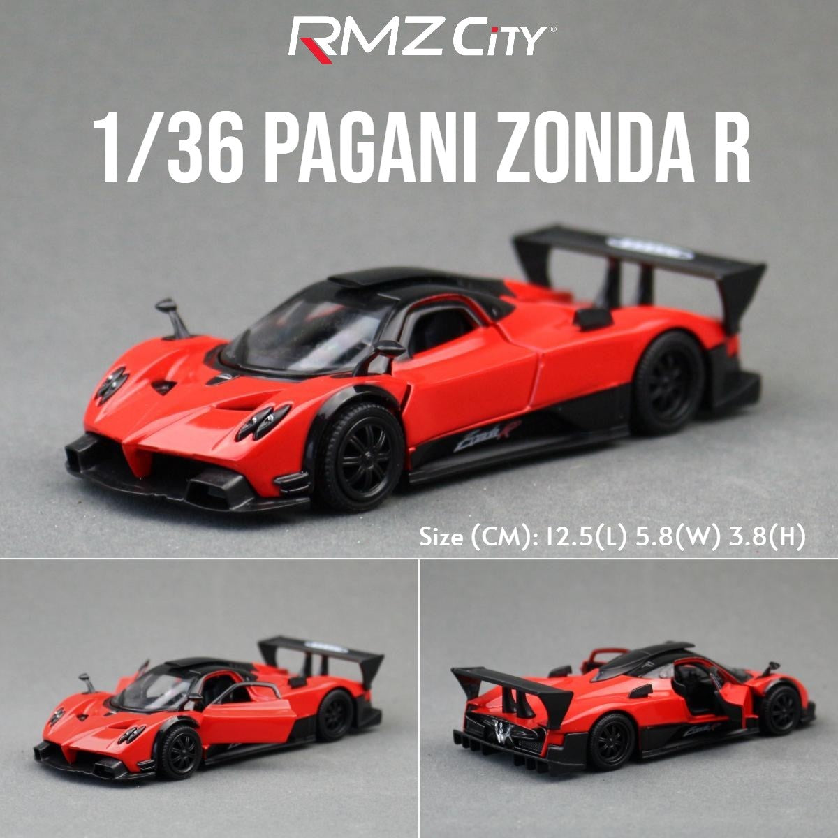 1/36 Pagani Zonda R Super Sport Racing RMZ CiTY 5'' Toy Car Model for Children Diecast Miniature Collection Gift For Boys Kid