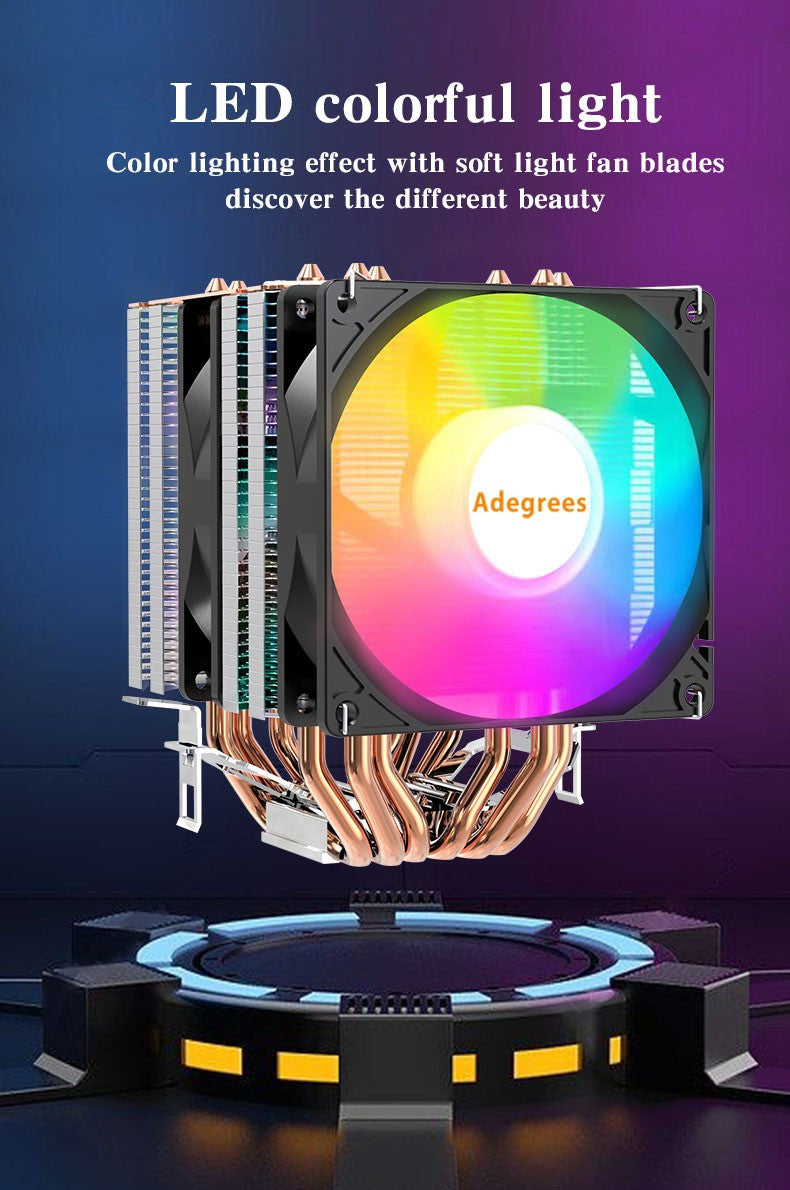 6 Heat Pipes ARGB CPU Air Cooler 4 Pin PWM Quiet CPU Cooling Fan for Intel LGA 1700 2011 1200 1156 X79 X99 AM3 AM4 PC Radiator