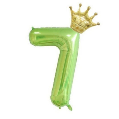 2Pcs 40Inch Fruit Green 0-10 Number Foil Balloon with Mini Gold Crown for Birthday Christmas Valentine Party Decor
