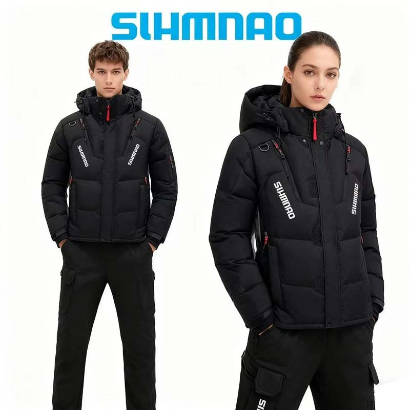 Conjunto de Caminhada de Inverno para Casal, Conjunto com Capuz à Prova de Vento e Impermeável, Conjunto de Pesca Quente com Pena de Ganso para Atividades ao Ar Livre, Jaqueta para Ciclismo e Acampamento