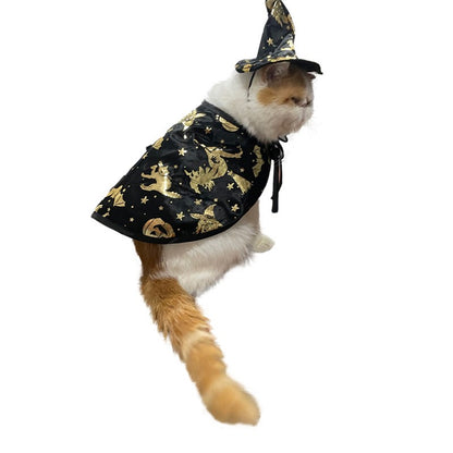 Fantasias de Halloween para Pets Cães Gatos Fantasia de Bruxa de Halloween para Pets Capa Chapéu Capa de Vampiro de Halloween Roupas de Cosplay de Gato Mago