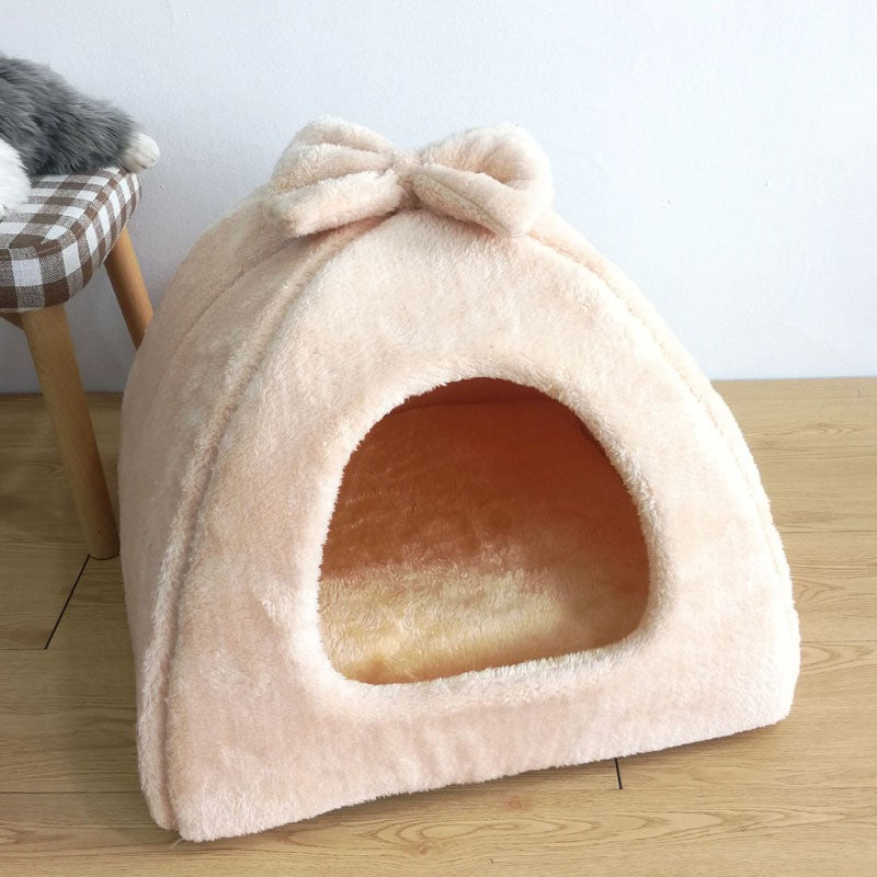 Casa de Cachorro Quente de Inverno Cama de Gato Colchonete Removível Ninho Canil Cesta para Animais de Estimação Macio Confortável Ninho para Gatos Produto para Gatos