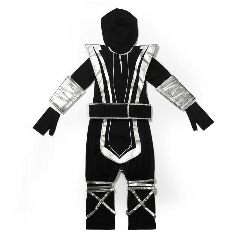 Children's Silver Dragon Ninja Costume Cartoon Masked Warrior Performance Outfit Halloween Anime Roleplay Holiday Party Costume