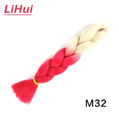 Cabelo Sintético Trança Jumbo 24 Polegadas Ombre Jumbo Extensão de Cabelo para Mulheres Tranças DIY Roxo Rosa Amarelo Cinza Lihu