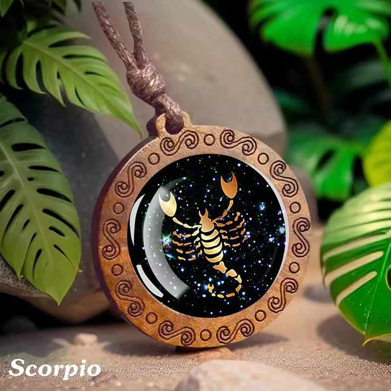 Colar De Vidro Vintage Com 12 Signos Do Zodíaco Corrente De Corda Longa Ajustável Joias De Constelação