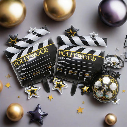 2Pcs Cinema Festival Theme Aluminum Film Balloons for Movie Night Birthday Photo Props Party Decoration