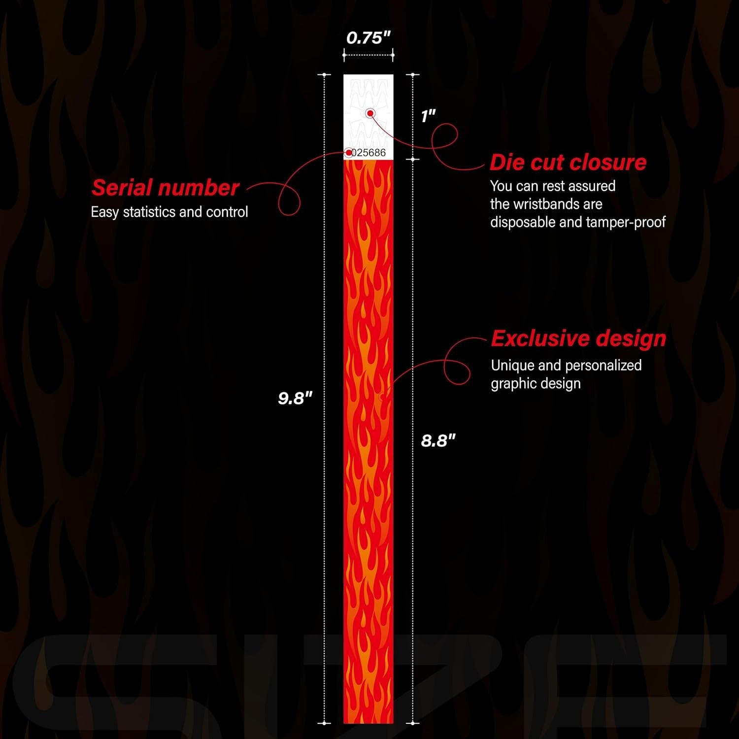 Red Flame 250pcs Tyvek Wristbands Colored Paper Event Wrist Bands Party Games Competitions Guest Gifts