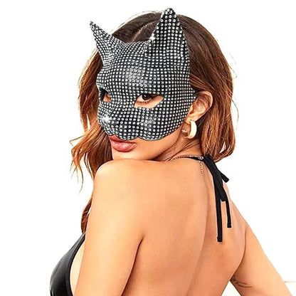 Fashion Cosplay Shiny Cat Ear Masks Sexy Bling Long Gloves Costume Accessories Halloween Party Kitten Half Masks