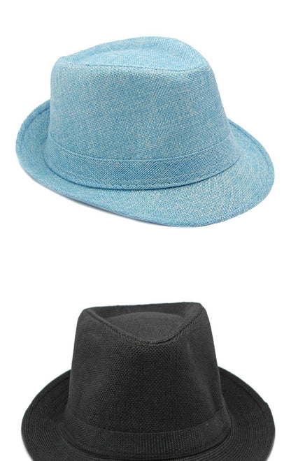 Middle-aged Spring and Summer Outdoor Sun Protection Hat Beach Top Hat Female Casual Retro Jazz Linen Hat  Fedoras for Man Party