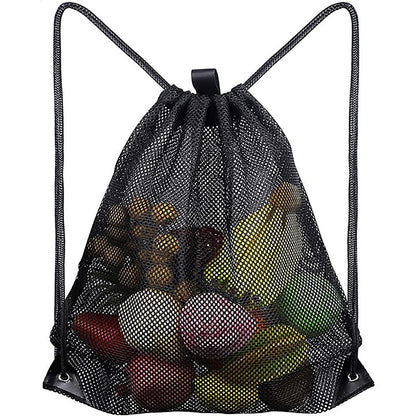 Mesh Drawstring Backpack Bags Heavy Duty Multi Functional Black Mesh Pouch Beach Toys Bag Beach Bag