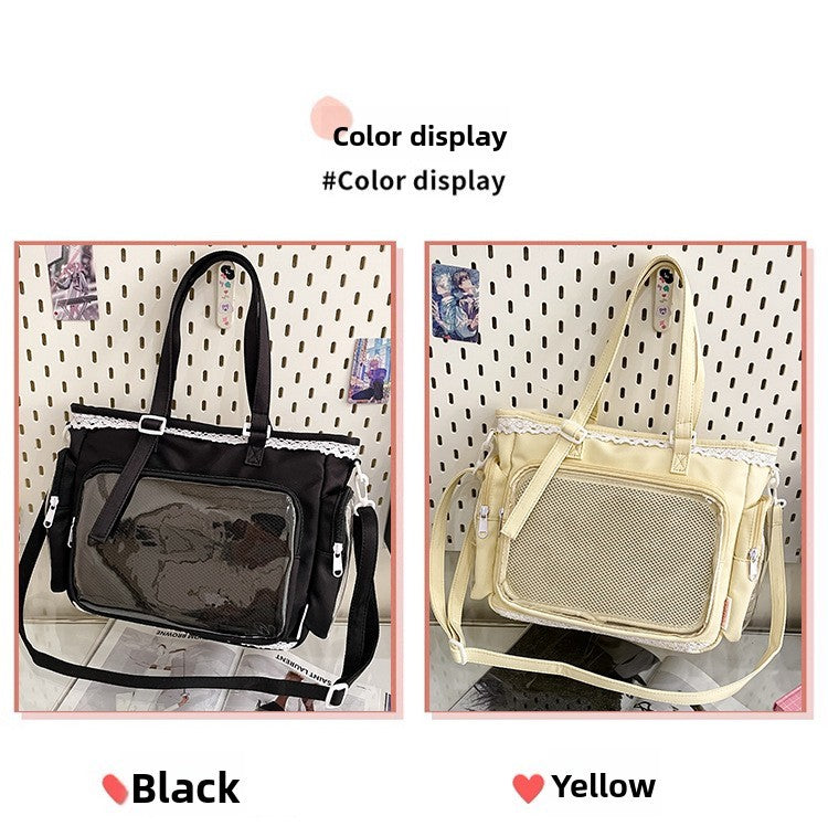 New Japanese Style Transparent Crossbody Bag Cute Candy Color Commuting Shoulder Bag for Girls Simple and Casual Texture Ita Bag