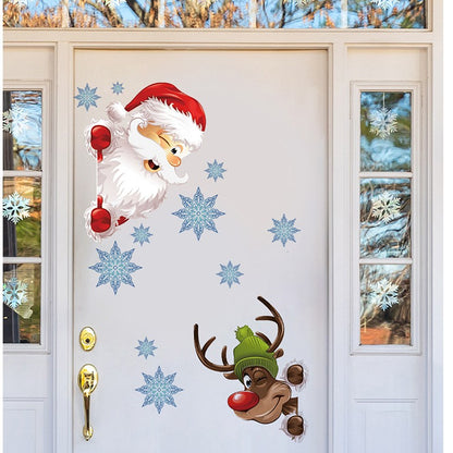 Santa Claus Reindeer Wall Stickers Christmas Home Decoration Living Room Background Wall Stickers Christmas Bedroom Wall Sticker