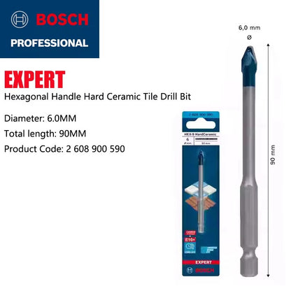 BOSCH Brocas Hex-9 Hard Ceramic EXPERT Furadeira de Azulejos Vitrificados e Piso de Mármore Acessórios Multiuso para Ferramentas Elétricas