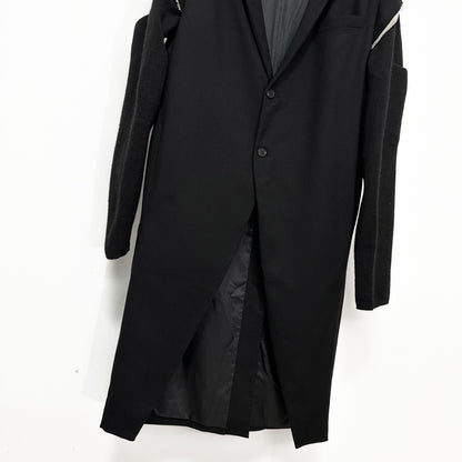 High Street Men's and Women's RO Dark Show Knitted Edge Splicing Sleeve Wide Shoulder Windbreaker Coat Medium Length Blazer Coat