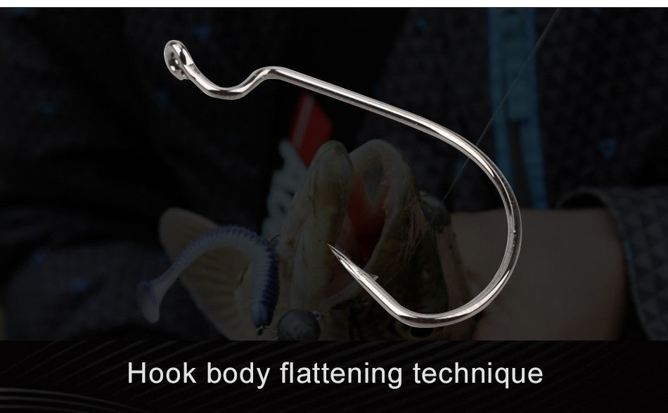 MEREDITH 50 unidades/pacote Anzóis de minhoca macia de pesca de aço de alto carbono larga Super Lock Anzóis de pesca de isca macia 8#-5/0 Material de pesca